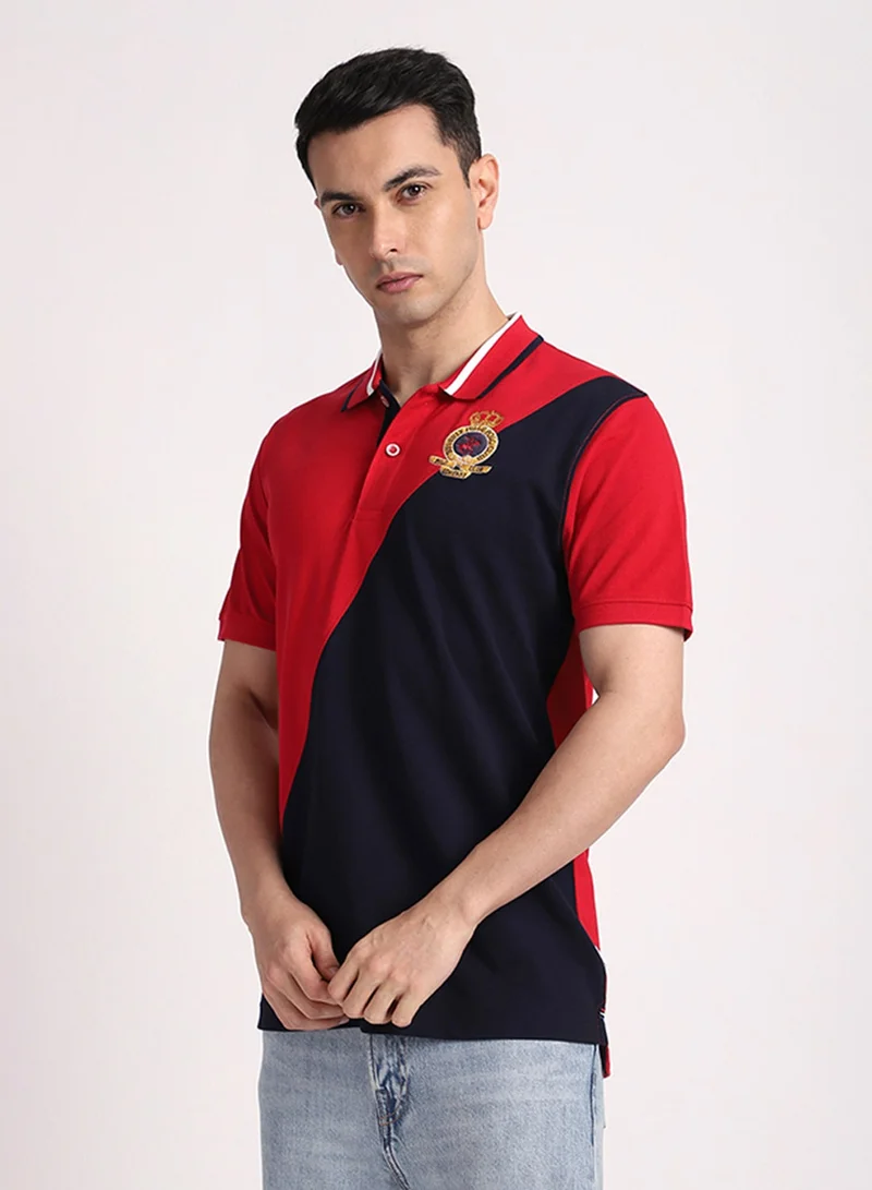 BEVERLY HILLS POLO CLUB Logo Cross Colorblock Polo