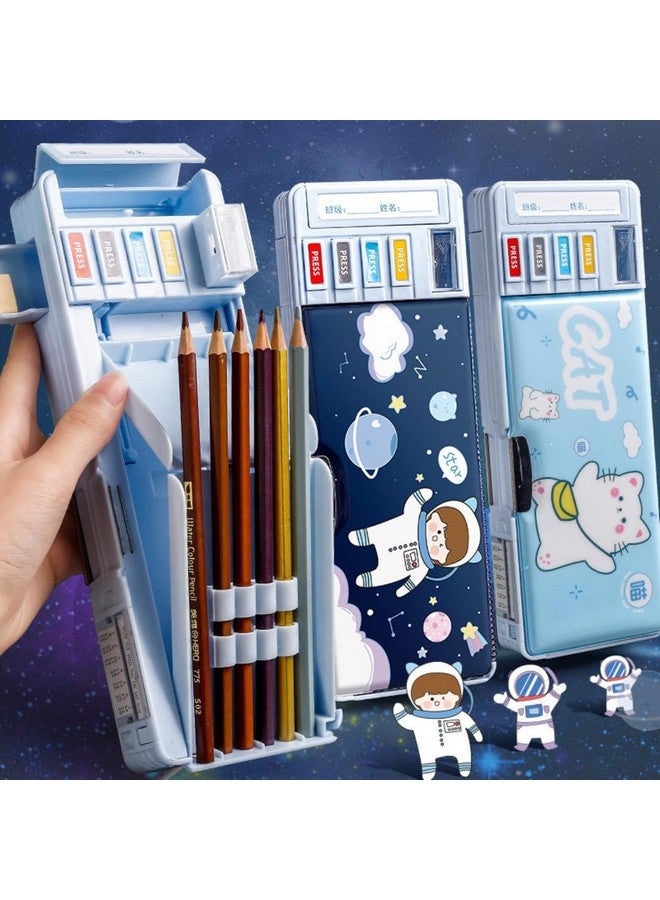 Storio Space Theme Magnetic Pencil Box for Kids, Space Pencil Box for Boys & Girls, Stationery Box, Buttons Operated Pencil Box for Kids (with Accessories) - Image 2