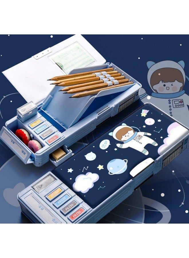 Storio Space Theme Magnetic Pencil Box for Kids, Space Pencil Box for Boys & Girls, Stationery Box, Buttons Operated Pencil Box for Kids (with Accessories) - Image 4