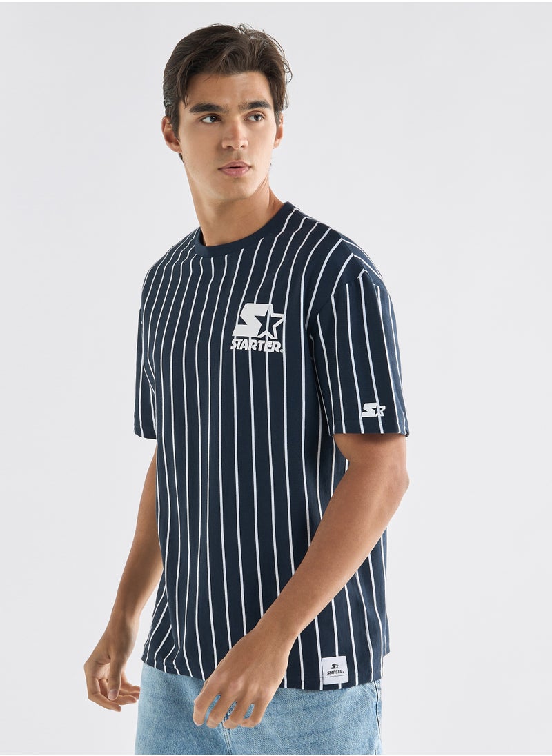 STARTER Starter Striped T-shirt with Crew Neck and Short Sleeves  - Image 1