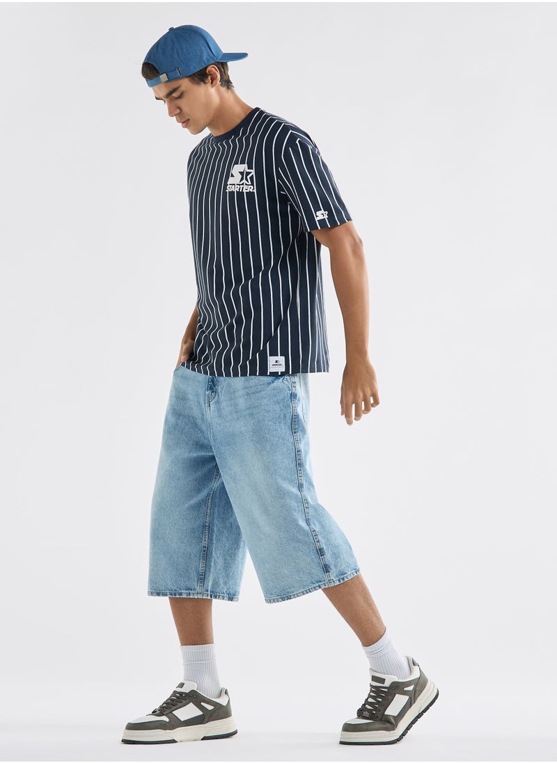 STARTER Starter Striped T-shirt with Crew Neck and Short Sleeves  - Image 3