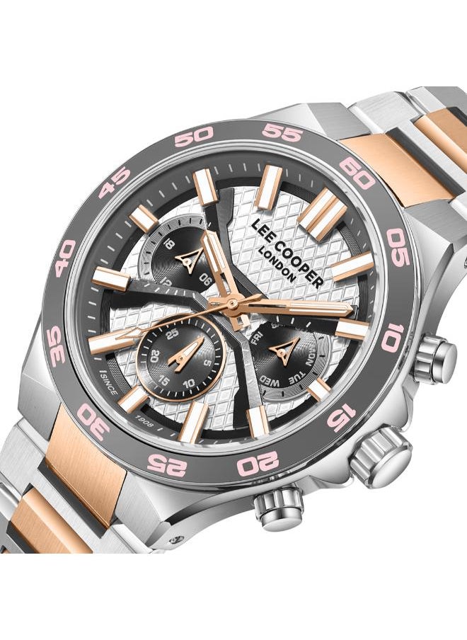 Lee Cooper LEE COOPER LC08067.360 Men's Multi Function Display Watch & Metal Strap Silver/Rose Gold  - Image 1