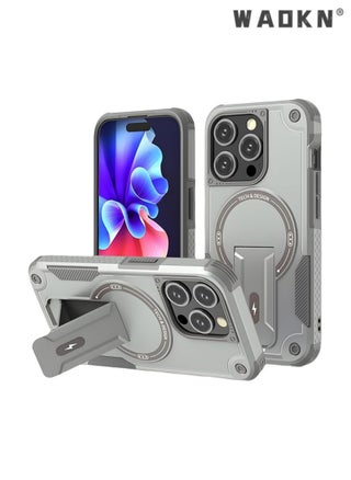 iPhone 16 Pro Max Case with Stand, MagSafe Compatible, Magnetic Kickstand, Shockproof and Drop-Proof Cover, Gray - Premium Heavy Duty Armor for iPhone 16 Pro Max - pzsku/Z24A2A749969C7232ABC3Z/45/_/1741165440/74d8ddf3-af50-49a2-bfd8-6f5b980ac20c