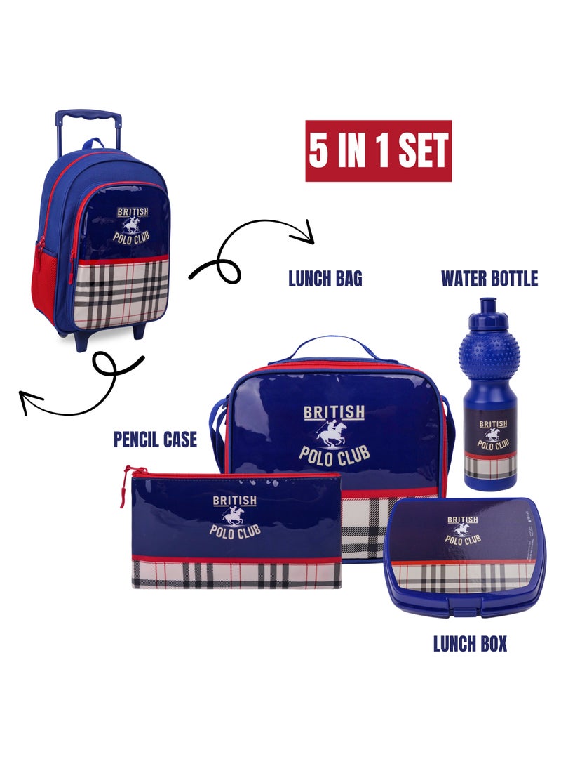 Trucare Motto Design CBPC3 5-in-1 Trolley School Bag Set, 16-Inch- Backpack, Lunch Bag, Water Bottle, Pencil Case & Lunch Box - Image 5