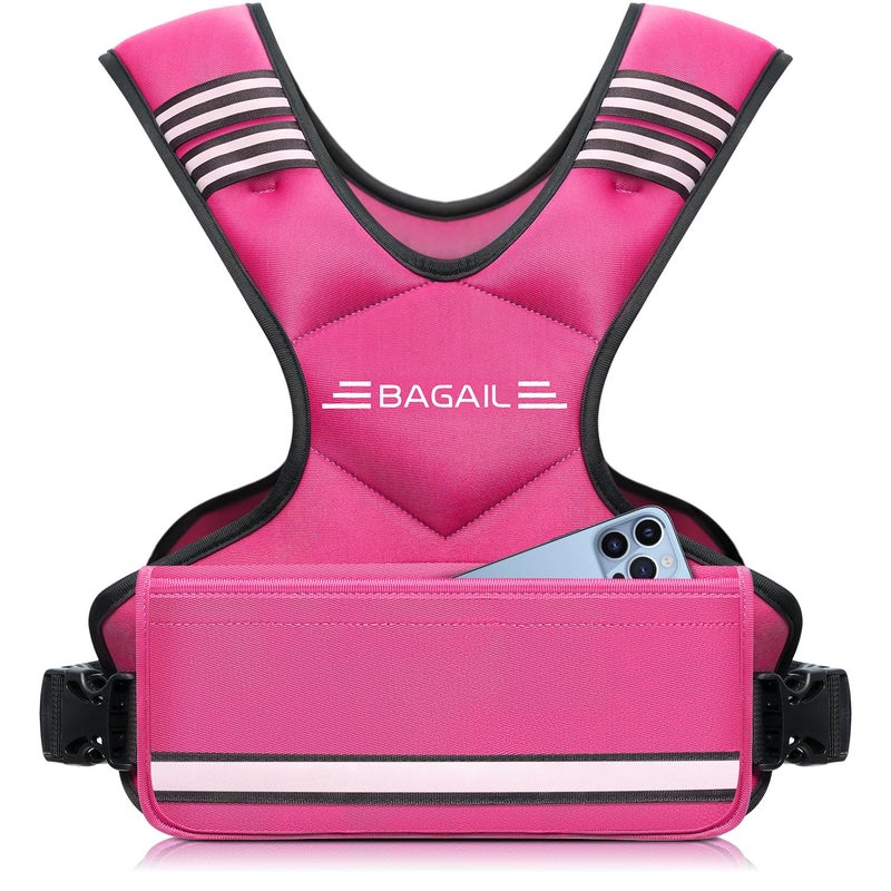 BAGAIL Adjustable Weighted Vest for Women 4-10lb, Comfortable U-Neck Rucking Vest with 6 Removable Weights, Storage Pocket and Reflective Strips for Walking, Jogging, Weight Loss & Home Workouts - Image 1