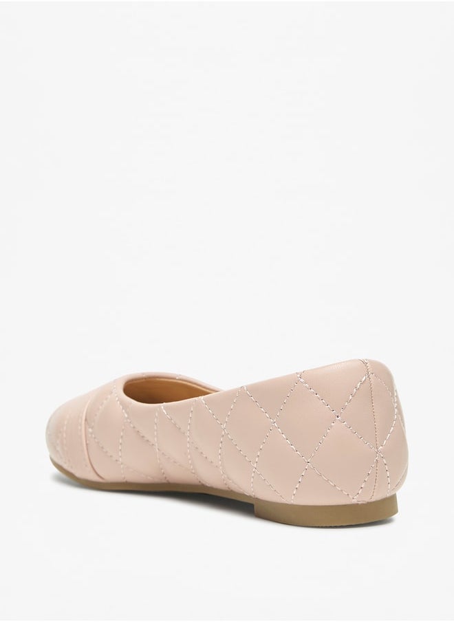 MISSY Girls Quilted Round Toe Ballerina Shoe With Embellished Accent  - Image 3