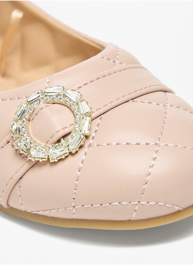 MISSY Girls Quilted Round Toe Ballerina Shoe With Embellished Accent  - Image 5