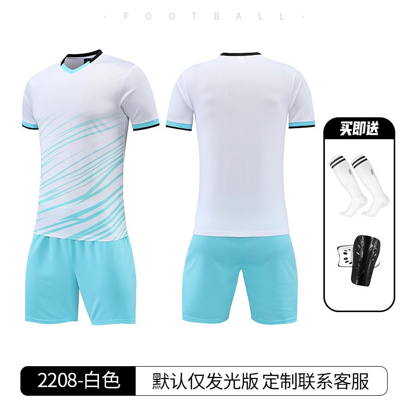Generic Childrens Thin Game Football Suit suit Campus Male Coach Running Sports Jersey Womens Outdoor Tennis Suit T-shirt 2208-White (Socks Leggings)
