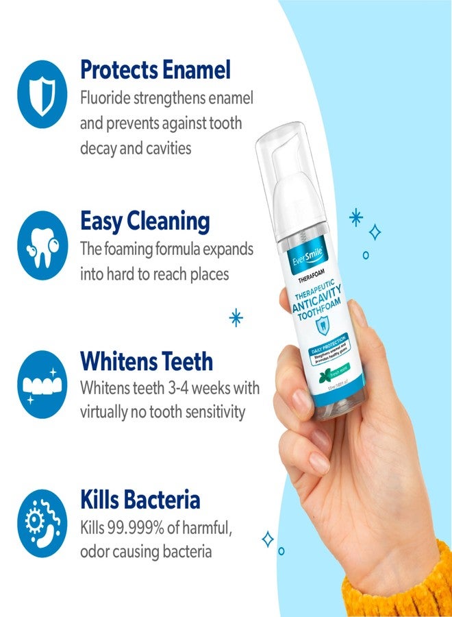 EverSmile TheraFoam – Anticavity Foam Toothpaste Alternative with Hydrogen Peroxide + Sodium Fluoride – Foaming Formula Promotes Healthy Gums & Strengthens Enamel – 60+ Uses Per 50ml Bottle (1 Pack) - Image 2