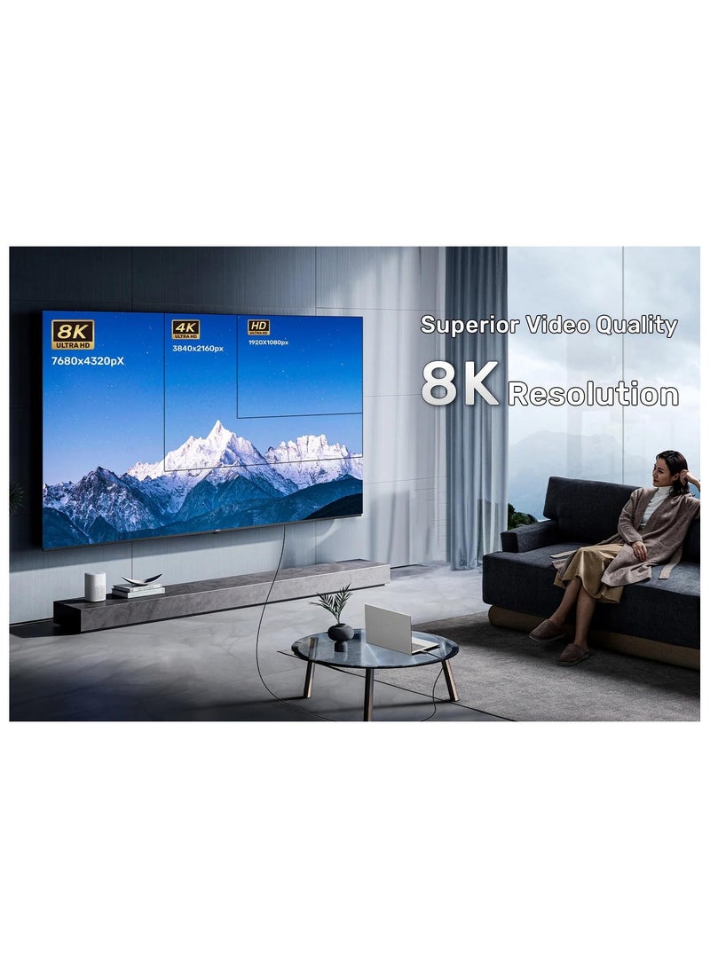 هياس كابل HDMI 2.1 بدقة 8K بطول 1.5 متر (48 جيجابت في الثانية) - سرعة فائقة 8K بتردد 60 هرتز، 4K بتردد 240 هرتز/144 هرتز/120 هرتز - يدعم eARC وDolby Vision وHDR10+ وHDCP 2.3 - متوافق مع PS5 وXbox Series X وMacBook Pro وBlu-Ray وSamsung TV وLG OLED - Image 4