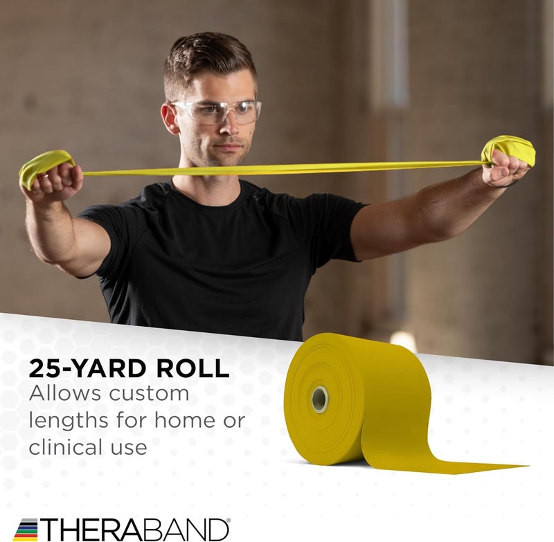 THERABAND Non-Latex Professional Resistance Band - 25 Yard Roll, Yellow, Light Resistance for Exercise and Rehabilitation - Image 5