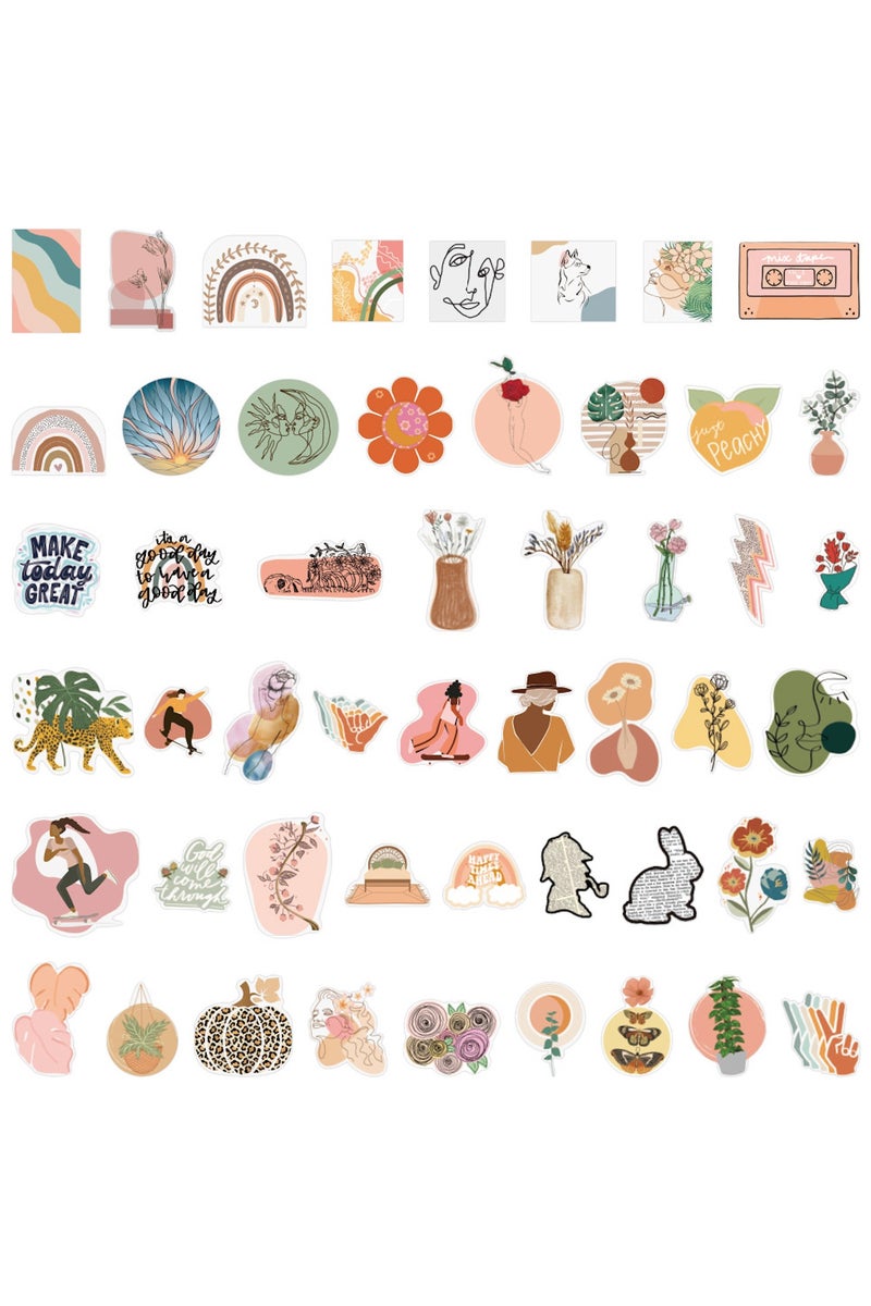 قوس قزح أورينبو مجموعة من 50 قطعة من ملصقات بوهو، ملصقات فينيل مقاومة للماء لزجاجات المياه والكمبيوتر المحمول ولوح التزلج والجيتار والكمبيوتر والهاتف، ملصقات بوهيمية جمالية للمراهقين والبالغين - Image 4