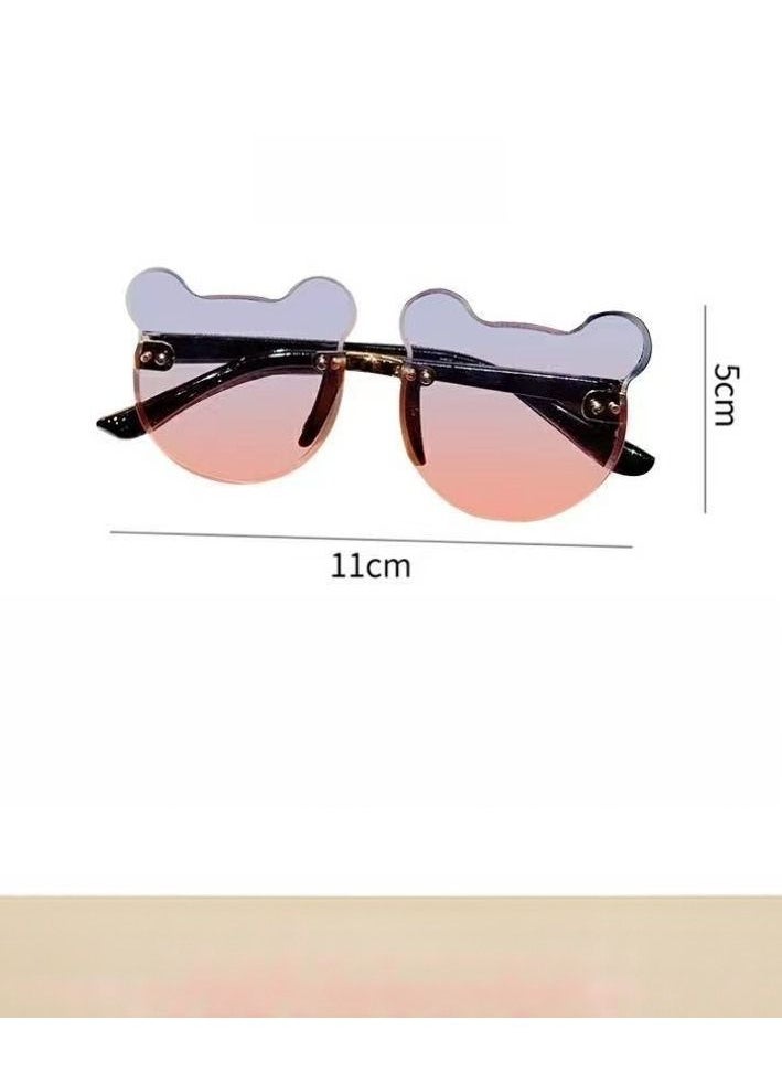 Generic - 2Pcs Children's Sunglasses Uv Protection Boys And Girls Super Lovely Baby Glasses Bear Ear Shape Photo Sunglasses - Image 1