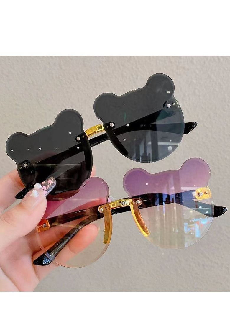 Generic - 2Pcs Children's Sunglasses Uv Protection Boys And Girls Super Lovely Baby Glasses Bear Ear Shape Photo Sunglasses - Image 1