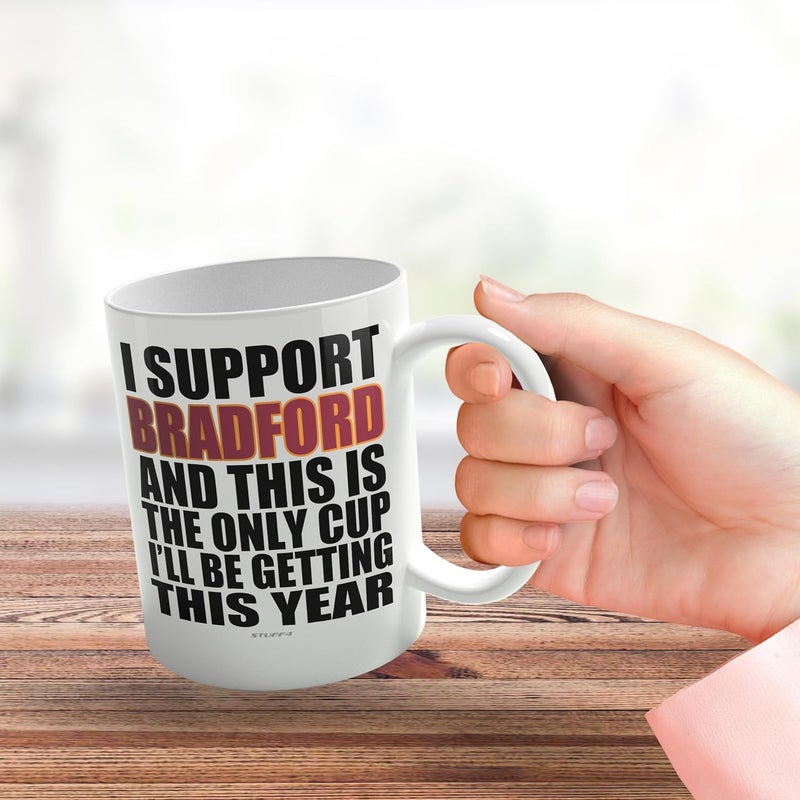 Stuff4 كوب مضحك لعيد الأب هدية كرة القدم لمشجعي برادفورد - كوب فوتي أونلي - أكواب مزحة ��دية عيد ميلاد للابن والأب والأخ والعم والزميل والصديق، 11 أونصة سيراميك آمن للغسالة أكواب قهوة وشاي - Image 3