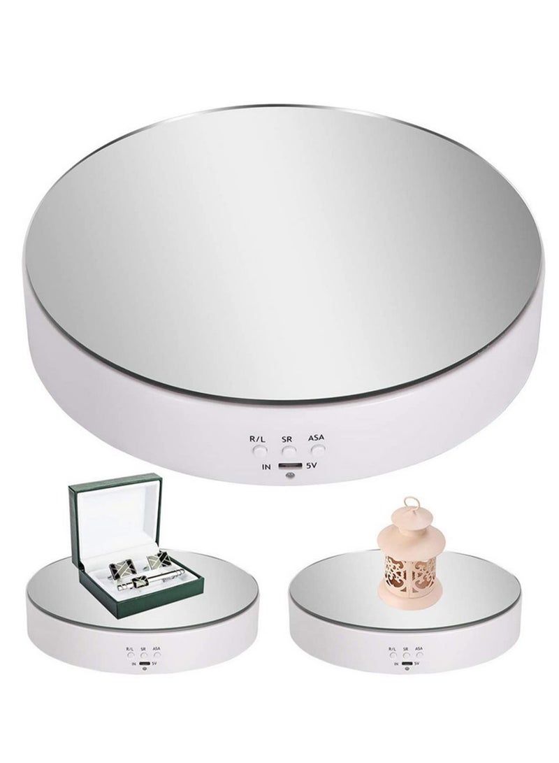 1 قطعة حامل عرض دوار بزاوية 360 درجة، تصميم مضاد للتسرب، قابل لتعديل السرعة بثلاث مستويات، هادئ وسلس، مناسب لعرض المنتجات، التصوير الفوتوغرافي، وتصوير الفيديو - أبيض - Image 1