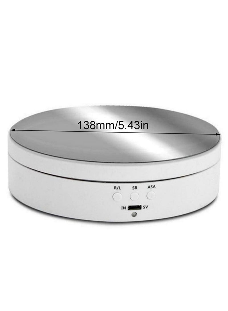 1 قطعة حامل عرض دوار بزاوية 360 درجة، تصميم مضاد للتسرب، قابل لتعديل السرعة بثلاث مستويات، هادئ وسلس، مناسب لعرض المنتجات، التصوير الفوتوغرافي، وتصوير الفيديو - أبيض - Image 2