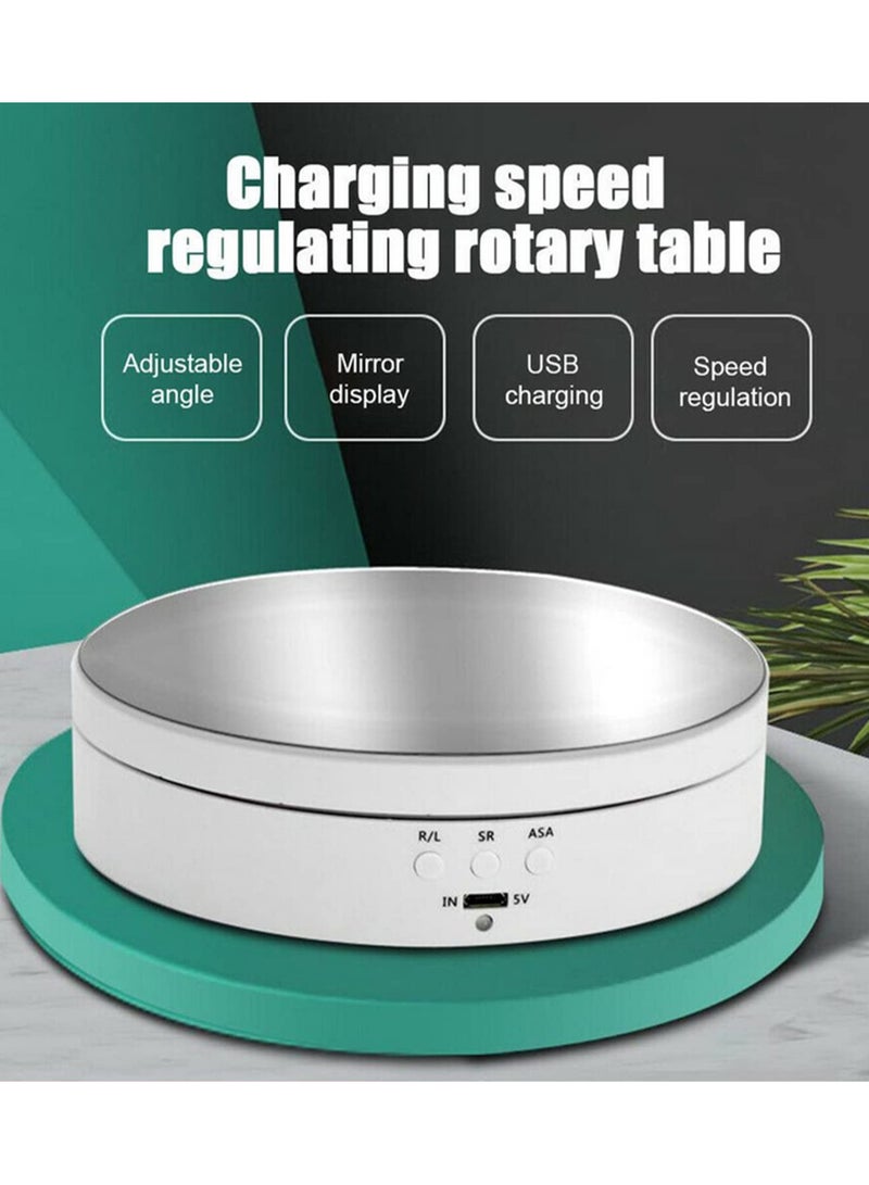 1 قطعة حامل عرض دوار بزاوية 360 درجة، تصميم مضاد للتسرب، قابل لتعديل السرعة بثلاث مستويات، هادئ وسلس، مناسب لعرض المنتجات، التصوير الفوتوغرافي، وتصوير الفيديو - أبيض - Image 4