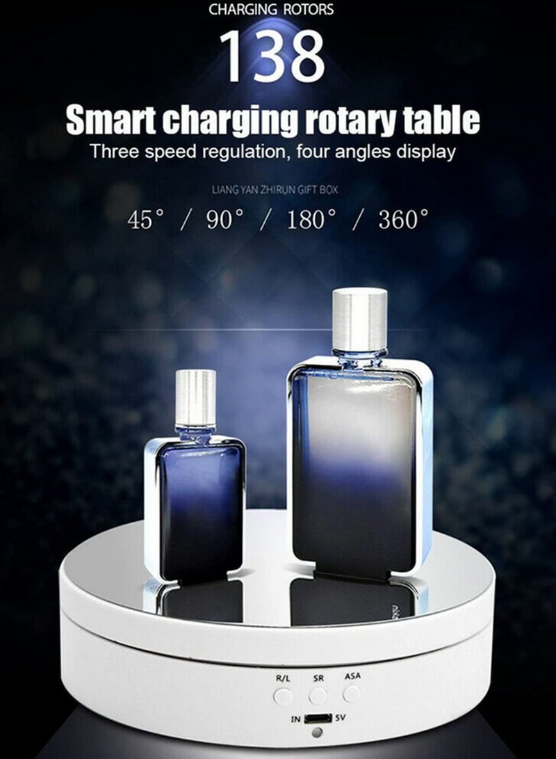 1 قطعة حامل عرض دوار بزاوية 360 درجة، تصميم مضاد للتسرب، قابل لتعديل السرعة بثلاث مستويات، هادئ وسلس، مناسب لعرض المنتجات، التصوير الفوتوغرافي، وتصوير الفيديو - أبيض - Image 5