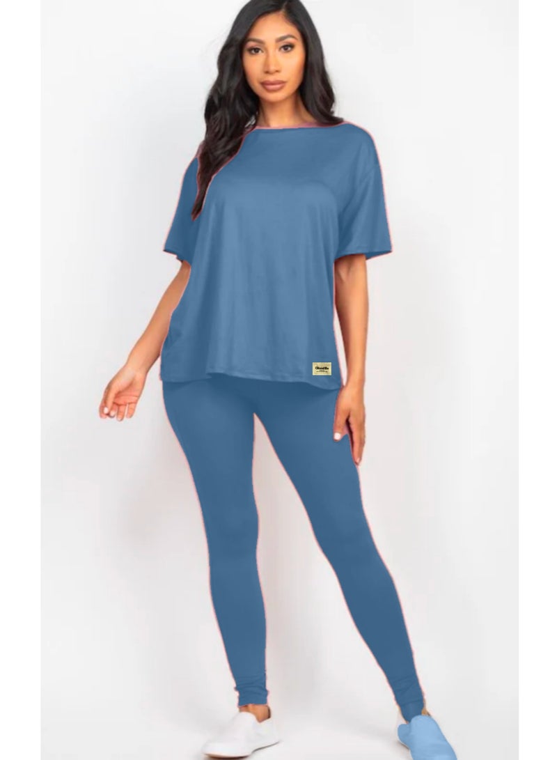 Oversized T-Shirt with Fitted Leggings Co-Ord Set for Women  - Image 1