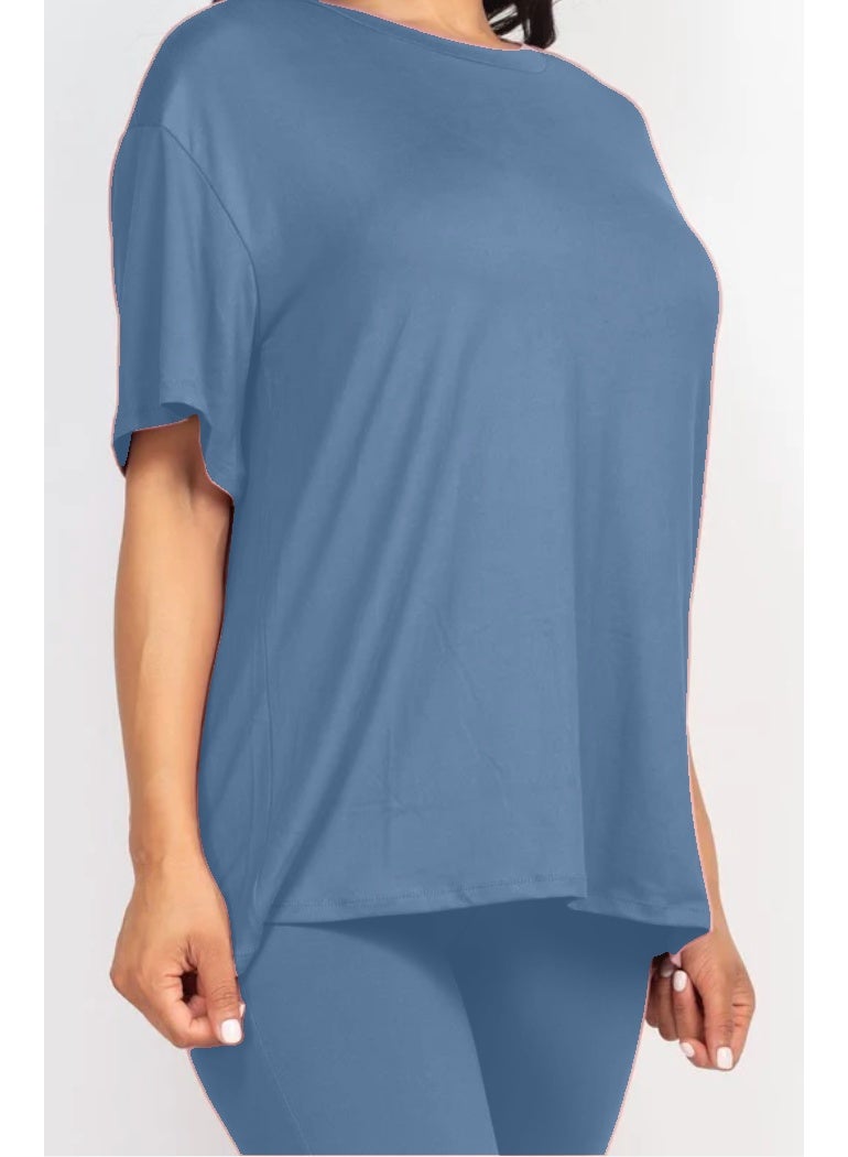 Oversized T-Shirt with Fitted Leggings Co-Ord Set for Women  - Image 3