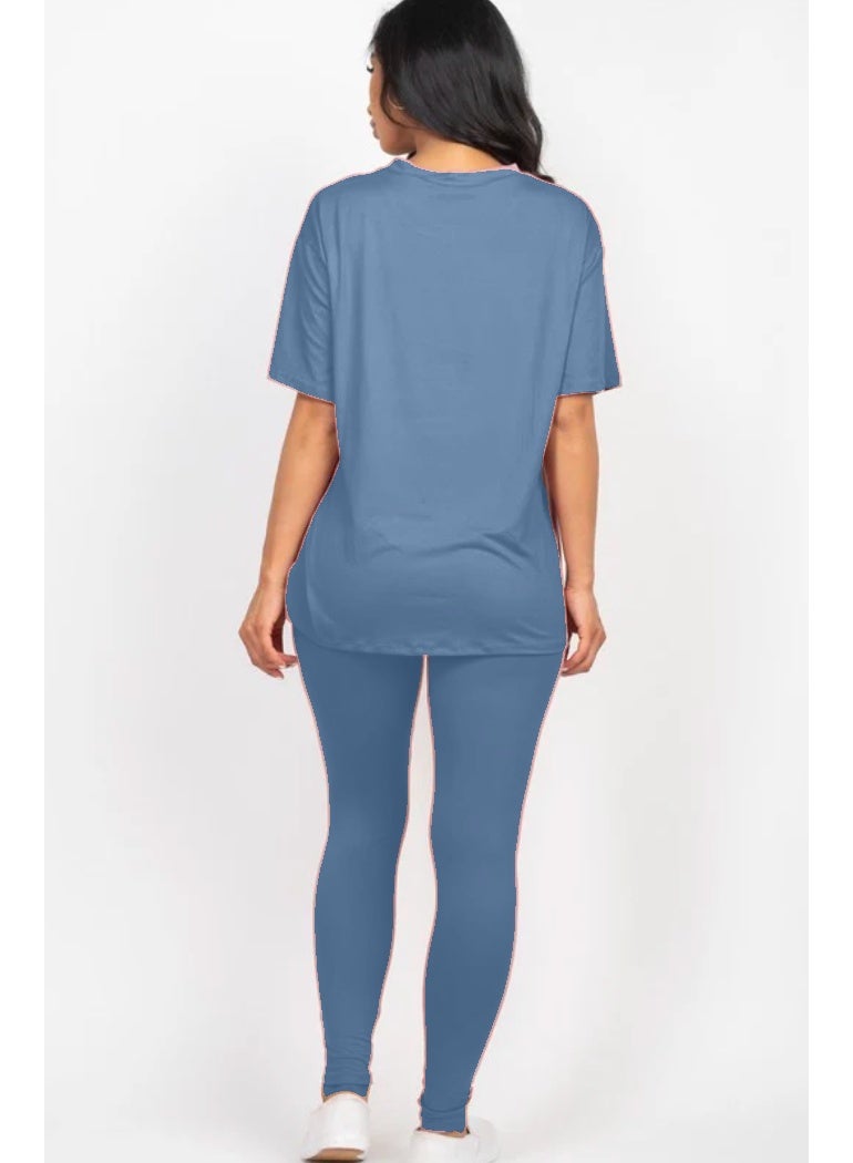 Oversized T-Shirt with Fitted Leggings Co-Ord Set for Women  - Image 2