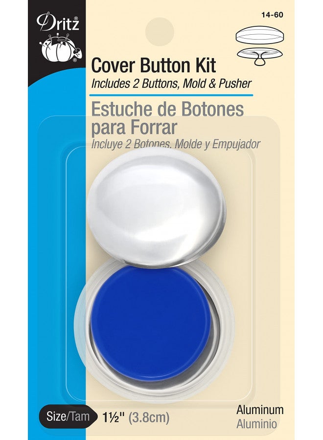 Dritz 14-60 Cover Button Kit with Tools, Size 60 - 1-1/2-Inch, 2-Piece, Nickel - Image 1