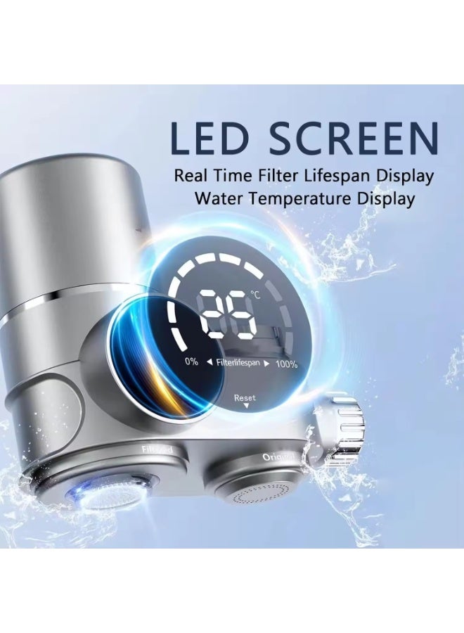 WALALLA Faucet Mount Water Filter, LED Display Sink Water Filter with UV Light and Real Time Filter Life Indicator, 8 Level fine Filtration, 3 Ceramic Filter Included,Reduce Lead Chlorine, Heavy Metal - Image 2