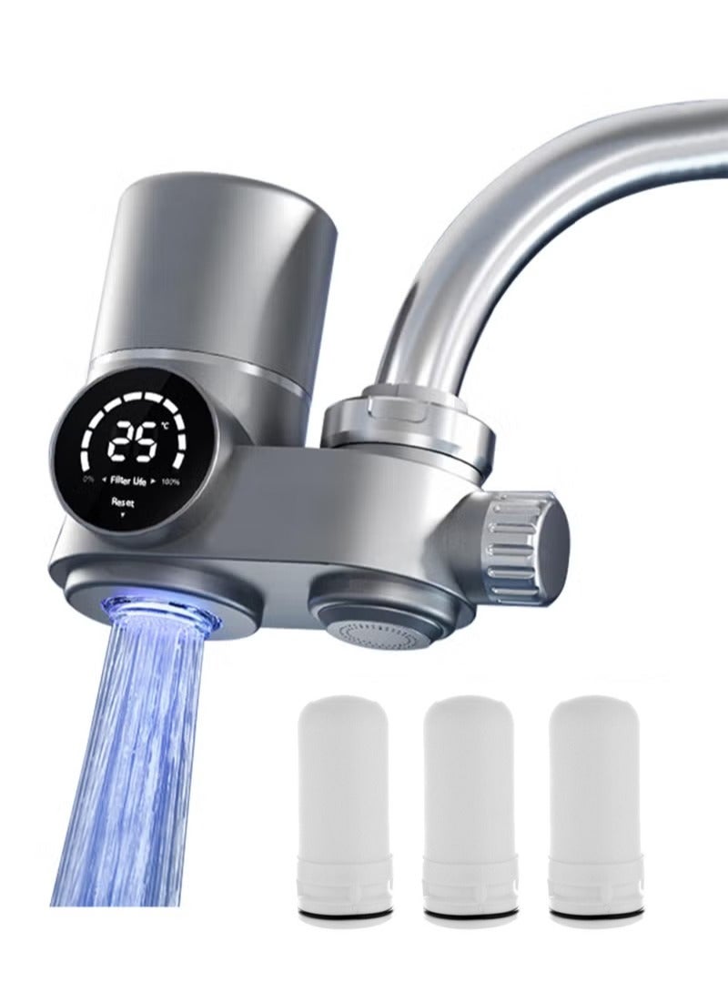 WALALLA Faucet Mount Water Filter, LED Display Sink Water Filter with UV Light and Real Time Filter Life Indicator, 8 Level fine Filtration, 3 Ceramic Filter Included,Reduce Lead Chlorine, Heavy Metal - Image 1
