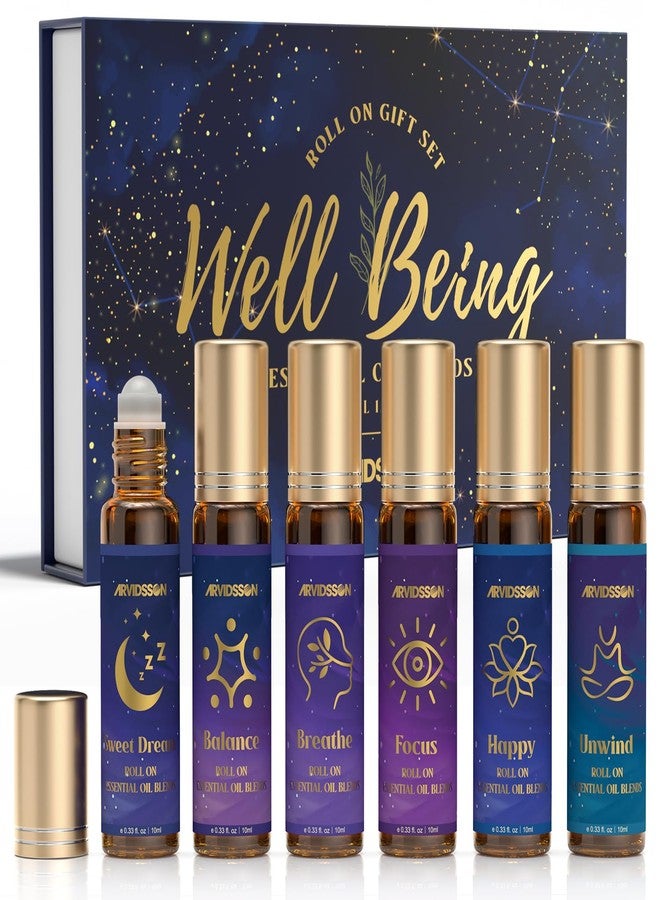 ARVIDSSON Essential Oils Roll On Set, Natural Self Care Essential Oil Blends Gift for Women - Sweet Dream, Unwind, Breahte, Balance, Focus, Happy, Aromatherapy Oil Roller for Body, Massage - Image 1