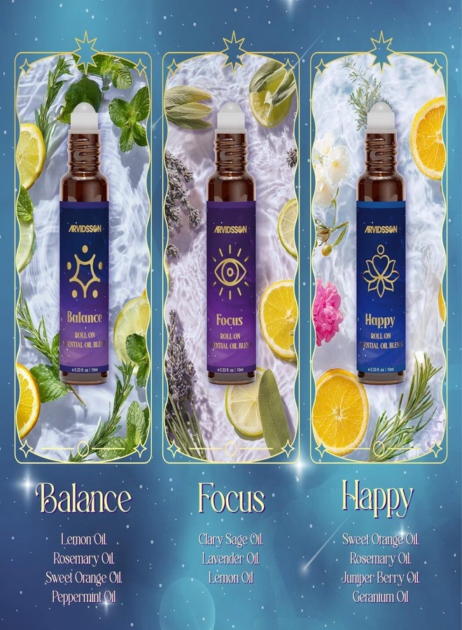 ARVIDSSON Essential Oils Roll On Set, Natural Self Care Essential Oil Blends Gift for Women - Sweet Dream, Unwind, Breahte, Balance, Focus, Happy, Aromatherapy Oil Roller for Body, Massage - Image 4