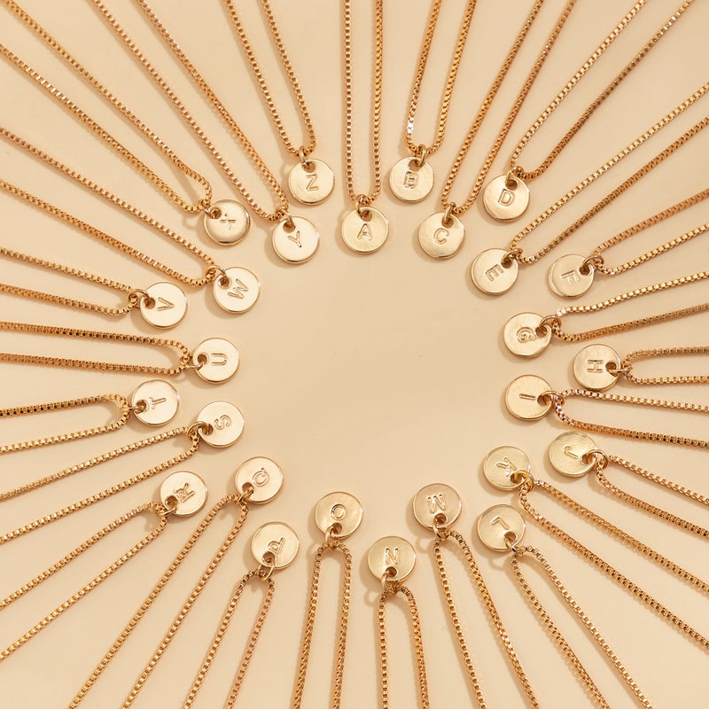 Sale Ins Simple 26 English Letter Pendant Necklace Personalized Carved Small Round Brand Necklace For Women - Image 5