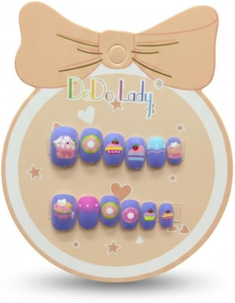 Kids False Nails with Colorful and Attractive Designs - Easy to Apply Press on Nails Set with Flowers and Hearts - Safe and Fun Beauty Accessories for Little Girls (Figure 4)