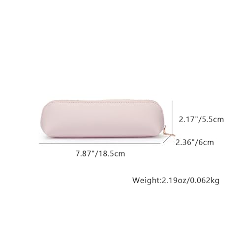 YONBEN Pencil Case Small Pencil Pouch Slim Zipper Pen Holder School Office CollegeBeigeFaux Leather - Image 3