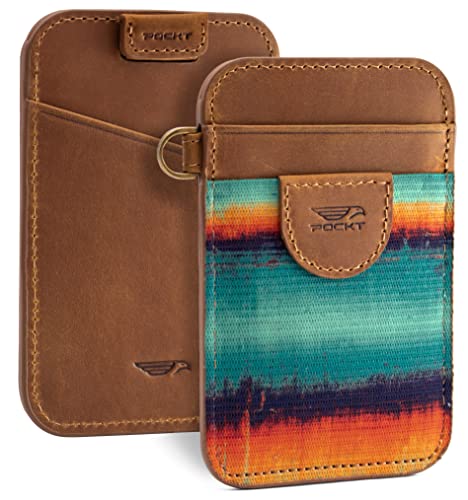 POCKT Slim Card Holder Wallet For Men and Women - Minimalist Front Pocket Wallet Elastic Credit Card Holder Genuine Leather RFID Blocking Card Case Wallets | Grunge - Image 1