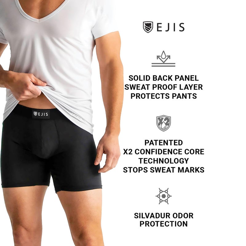 Ejis Sweat Defense Boxer Brief | Comfort Pouch | Sweat Proof Micro Modal (Large, Black) - Image 2