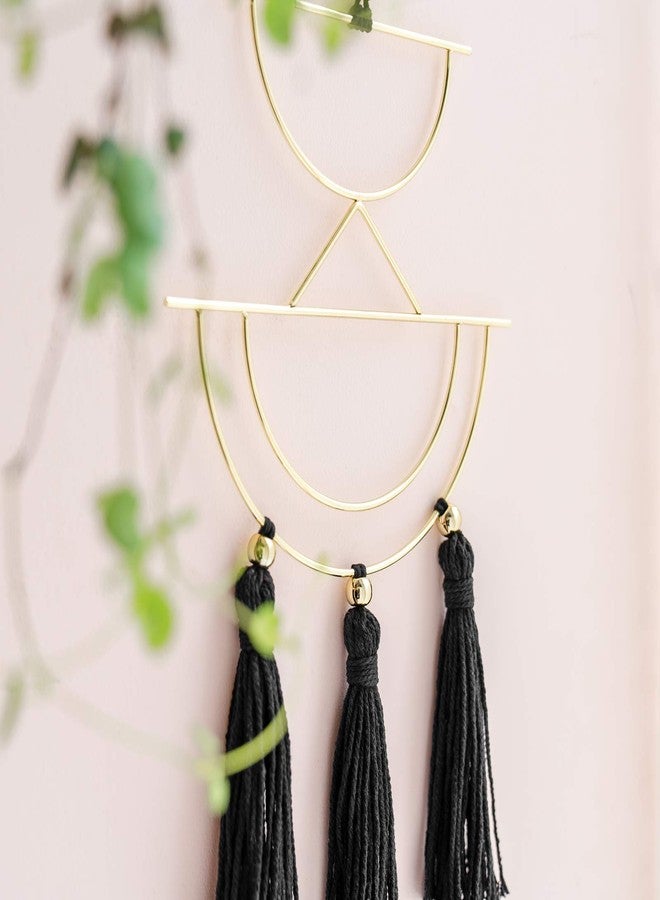 Mkono 2 Pcs Small Macrame Wall Hanging Boho Decor Cute Home Art Ornament with Gold Metal Ring for Bedroom Living Room Nursery Bathroom, 12.6''H x 7.6''W and 11.5''H x 5.9''W, X-Small - Image 4