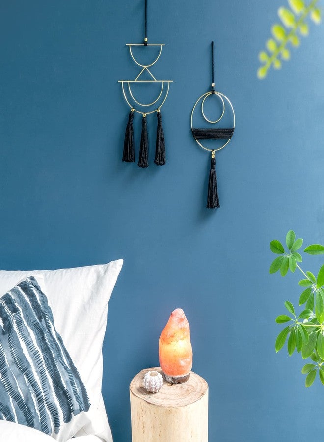 Mkono 2 Pcs Small Macrame Wall Hanging Boho Decor Cute Home Art Ornament with Gold Metal Ring for Bedroom Living Room Nursery Bathroom, 12.6''H x 7.6''W and 11.5''H x 5.9''W, X-Small - Image 3