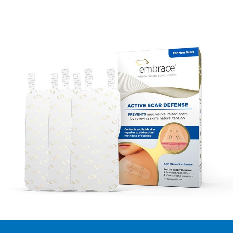 Embrace Active Scar Defense for New Scars, FDA-Cleared Medical-Grade Silicone Scar Sheets for Hypertrophic & Keloid Scar Treatment, 4.7 Inch, Large, 30-Day Supply - Image 1