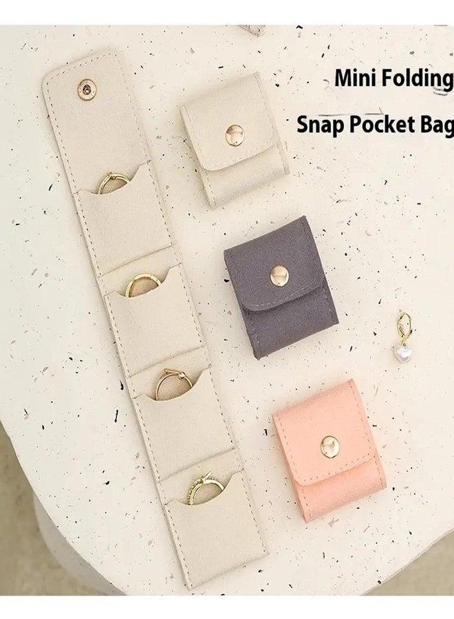 حقيبة مجوهرات BdelrinQue، حقيبة تنظيم المجوهرات، حقيبة سفر للمجوهرات، حل تخزين الأقراط والقلائد والخواتم، لون بيج - Image 4