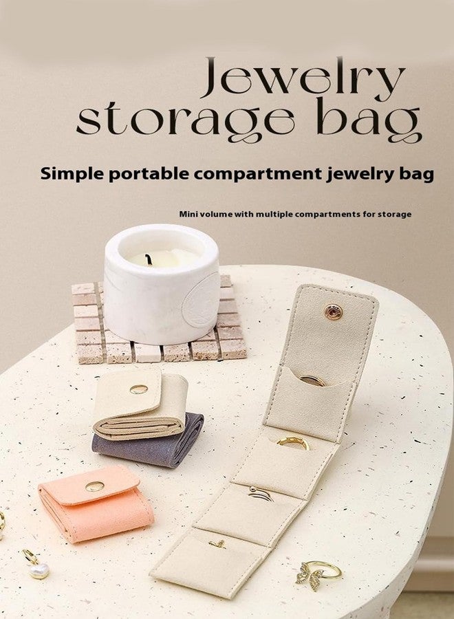 حقيبة مجوهرات BdelrinQue، حقيبة تنظيم المجوهرات، حقيبة سفر للمجوهرات، حل تخزين الأقراط والقلائد والخواتم، لون بيج - Image 2