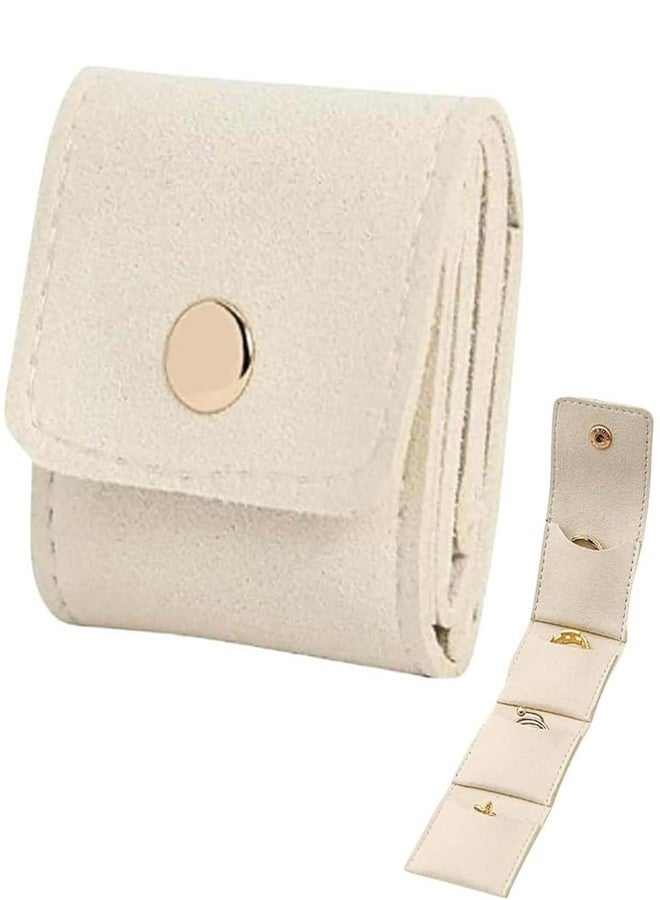 حقيبة مجوهرات BdelrinQue، حقيبة تنظيم المجوهرات، حقيبة سفر للمجوهرات، حل تخزين الأقراط والقلائد والخواتم، لون بيج - Image 1