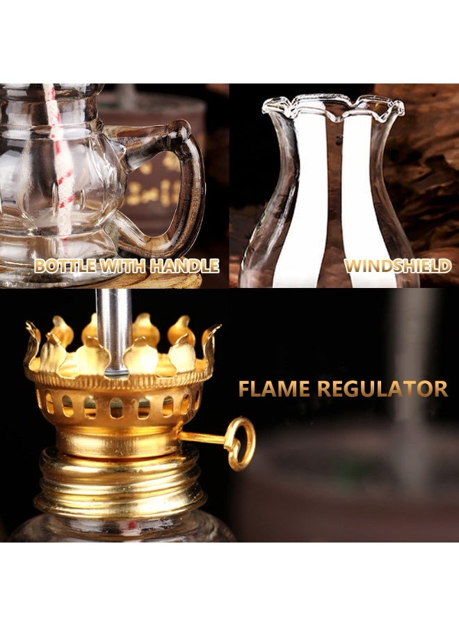 PAWSONIFY 2 Lamps for Indoor Use, Vintage Kerosene Lantern, 5.8'' Glass Kerosene Lamp with Handle, with Fire Control Knob, with 8 Spare Wicks for Indoor Lighting - Image 5