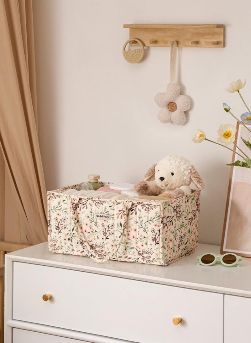 أوربازار منظم حفاضات الأطفال، سلة تخزين قابلة للفصل من حبل قطني، سلة حفاضات منفصلة جافة ورطبة، تخزين محمول لمستلزمات الطفل الأساسية، 37.5 × 24.5 × 17.5 سم، للآباء العصريين (بتصميم ريفي) - Image 3