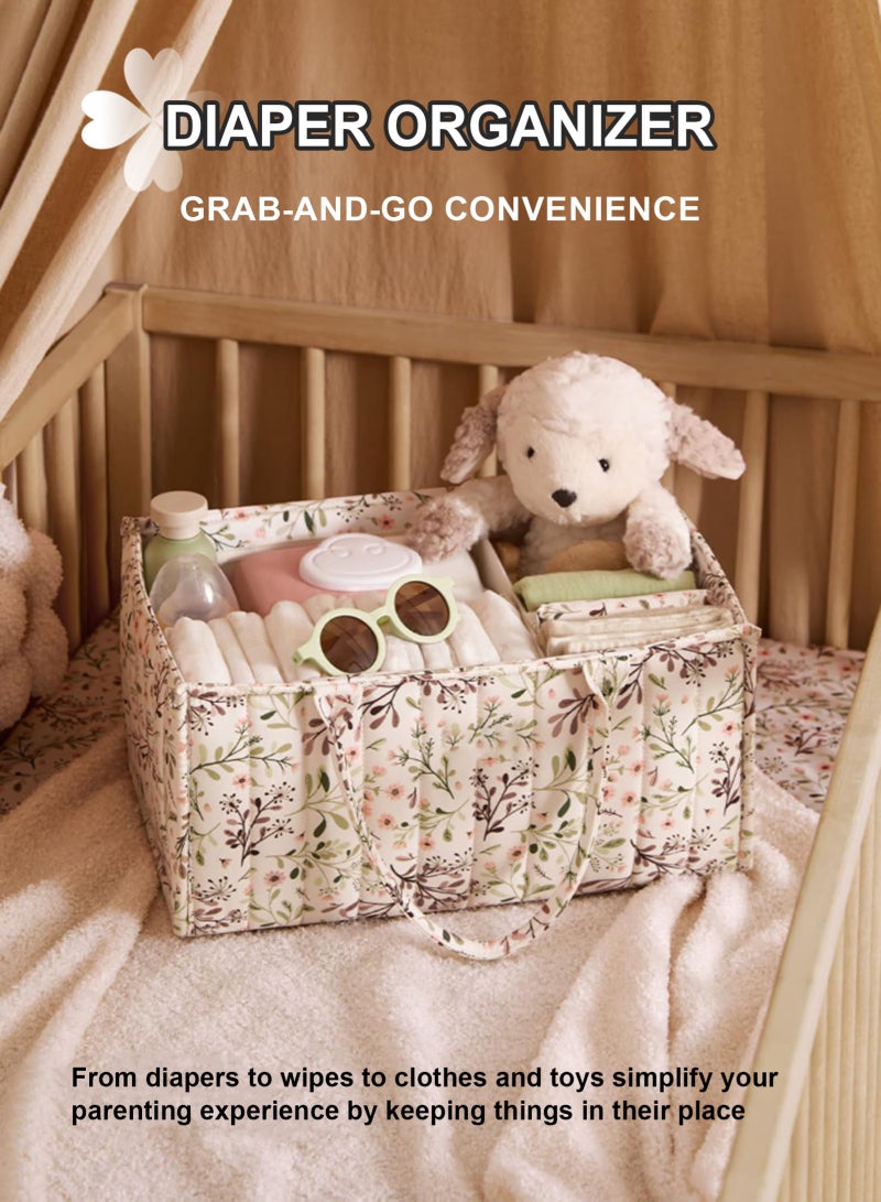 أوربازار منظم حفاضات الأطفال، سلة تخزين قابلة للفصل من حبل قطني، سلة حفاضات منفصلة جافة ورطبة، تخزين محمول لمستلزمات الطفل الأساسية، 37.5 × 24.5 × 17.5 سم، للآباء العصريين (بتصميم ريفي) - Image 5