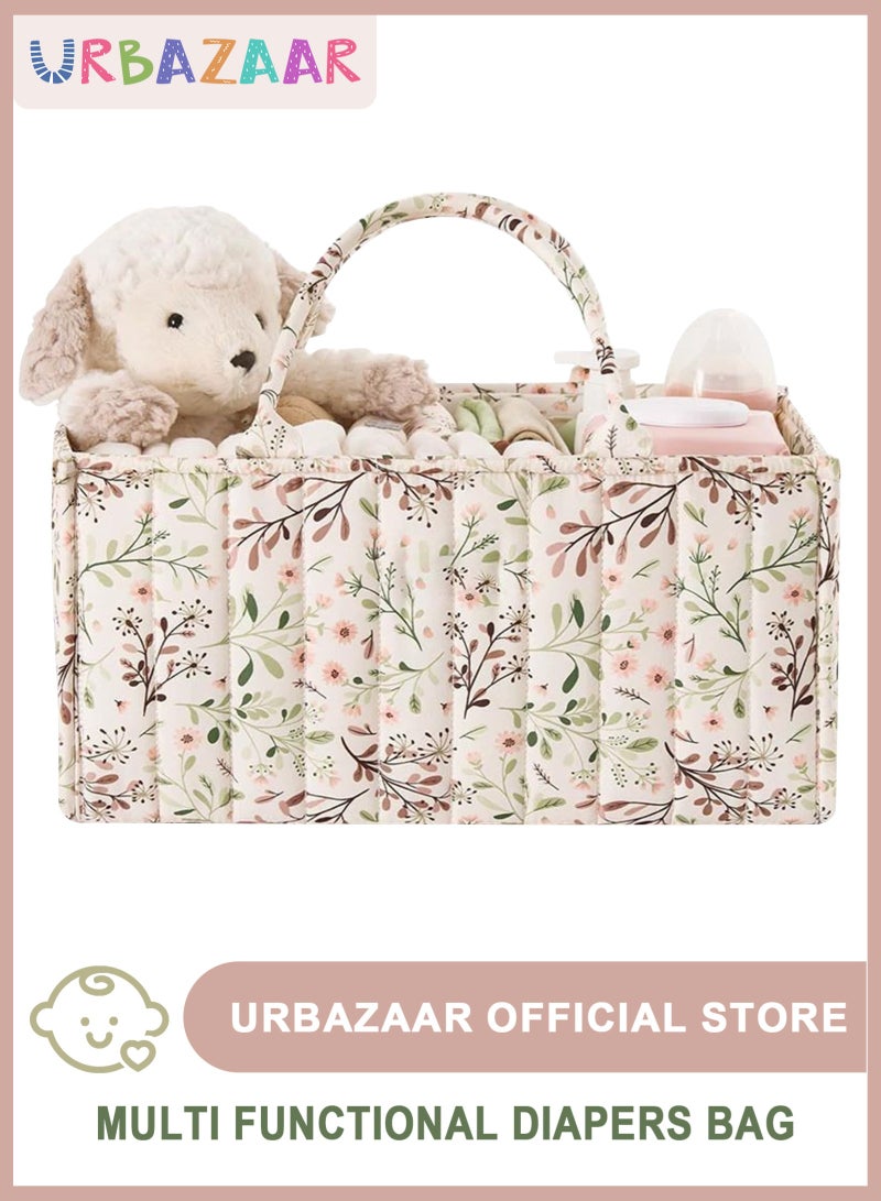 أوربازار منظم حفاضات الأطفال، سلة تخزين قابلة للفصل من حبل قطني، سلة حفاضات منفصلة جافة ورطبة، تخزين محمول لمستلزمات الطفل الأساسية، 37.5 × 24.5 × 17.5 سم، للآباء العصريين (بتصميم ريفي) - Image 1