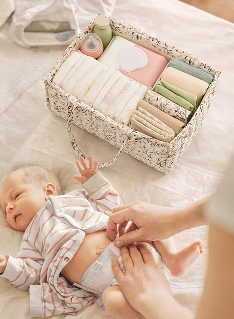 أوربازار منظم حفاضات الأطفال، سلة تخزين قابلة للفصل من حبل قطني، سلة حفاضات منفصلة جافة ورطبة، تخزين محمول لمستلزمات الطفل الأساسية، 37.5 × 24.5 × 17.5 سم، للآباء العصريين (بتصميم ريفي) - Image 4