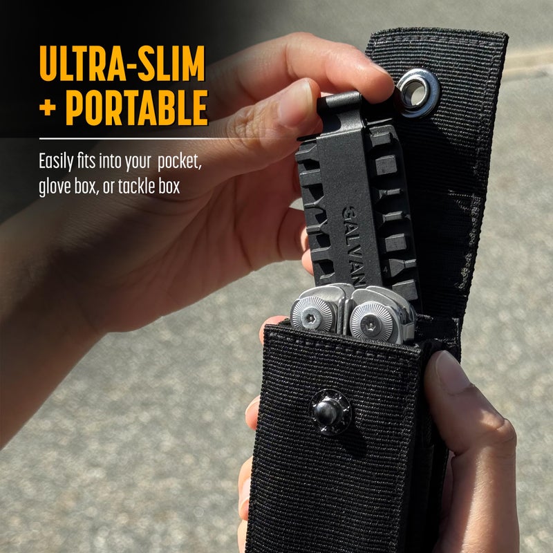 Galvanox Nylon Sheath for Multi-Tools with 21 Flat End Screwdriver Bits and Holder - Case Belt Holster Pouch with Pockets and Bit Set Included, Compatible with Leatherman (4" to 4.5") - Image 4