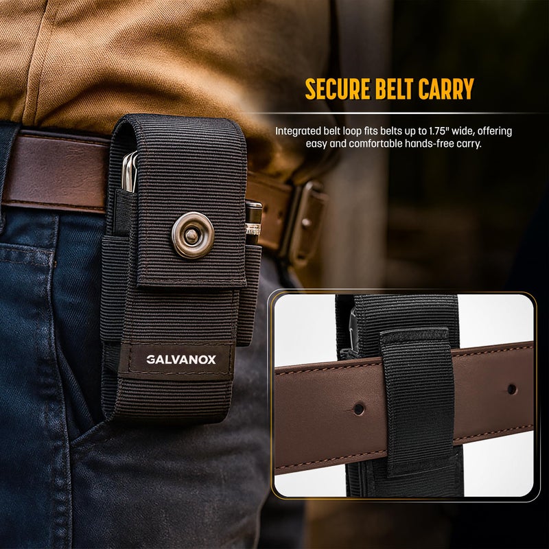 Galvanox Nylon Sheath for Multi-Tools with 21 Flat End Screwdriver Bits and Holder - Case Belt Holster Pouch with Pockets and Bit Set Included, Compatible with Leatherman (4" to 4.5") - Image 2