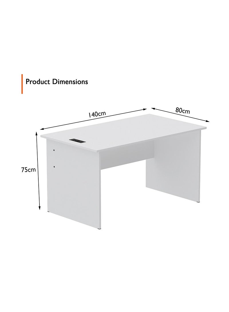 Mahmayi Mahmayi MP1 140x80 Writing Table Without Drawers - White with Black BS01 Desktop Socket with USB AC Port for Office, Home, and Meeting Room 17 cm - Image 3
